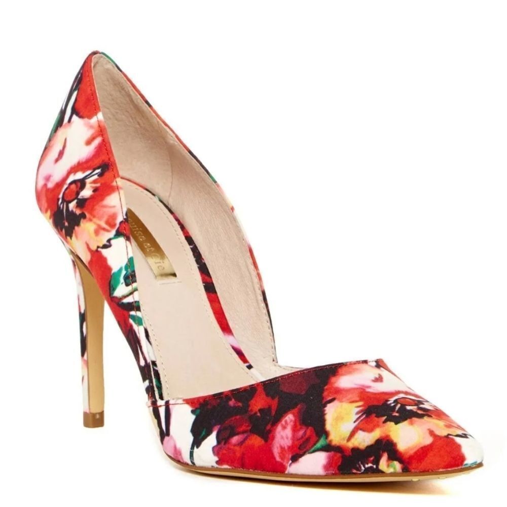 BRAND NEW LOUISE CIE POINTED TOE MULTI-COLOR FLORAL EMBROIDERED HIGH HEEL R2